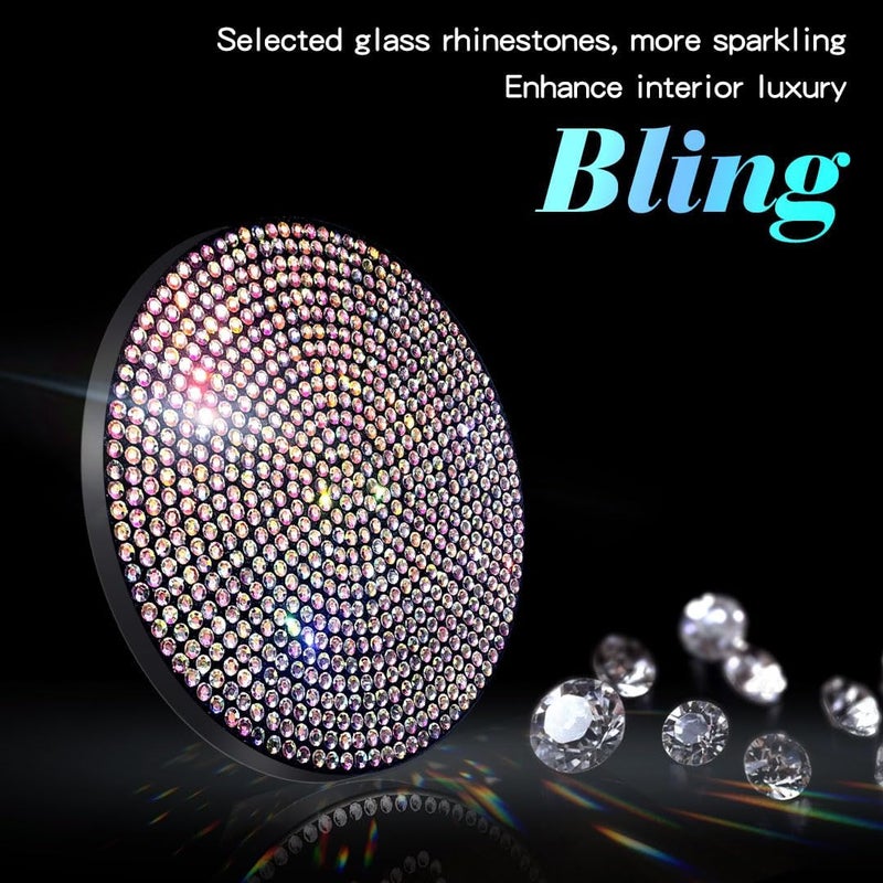 Murimt 2 PCS Universal Vehicle Bling Cup Holder Insert Coaster Car Interior Accessories,2.75 inch Silicone Anti Slip Crystal Rhinestone Car Coaster(Colorful) - Image 3